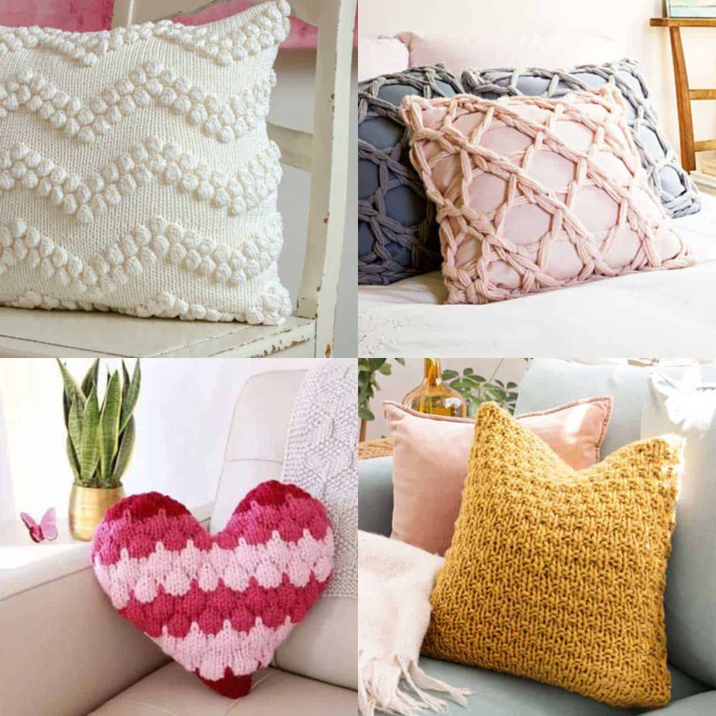 Knitted throw pillows.